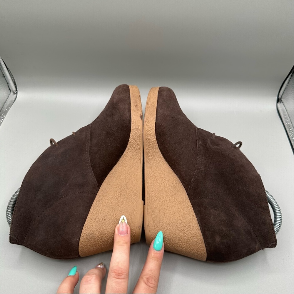 Talbots Brown Suede Leather Ankle Boots Wedge Heel Women Sz 9 Chukka - Picture 6 of 10